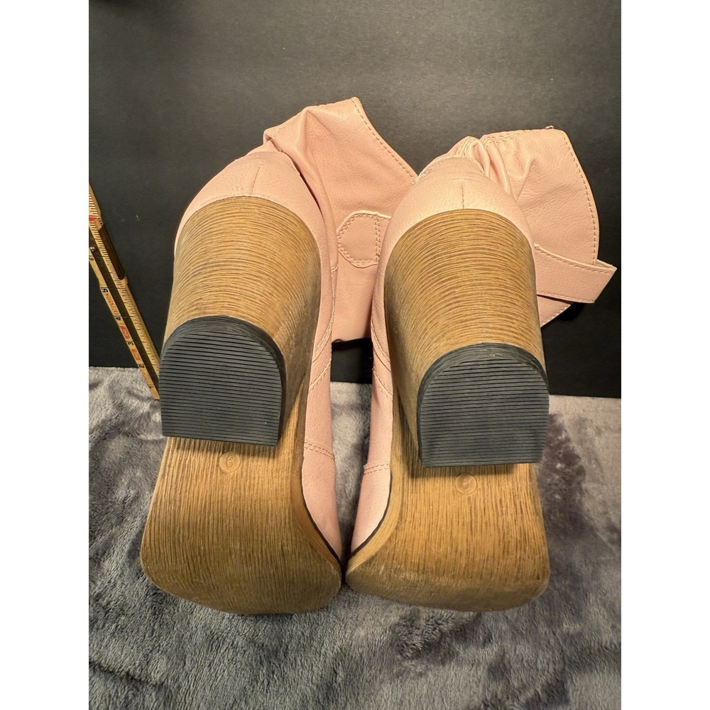 Charles Albert Boots Womens 9 Western Cowboy Ankle Booties Pink Heels Pull On - Picture 8 of 10